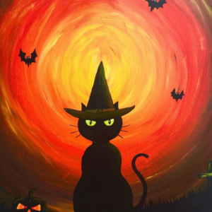 Halloweeni kass 3D nahkhiirtega