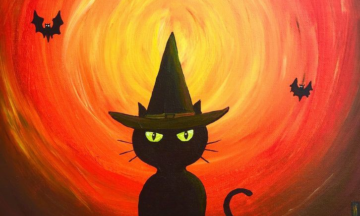 Halloweeni kass 3D nahkhiirtega